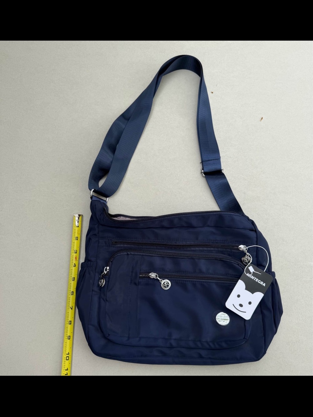 Navy Crossbody Bag with Multiple Zip Pockets - Unbranded
